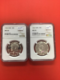 Graded silver   Kennedy half dollar coins
