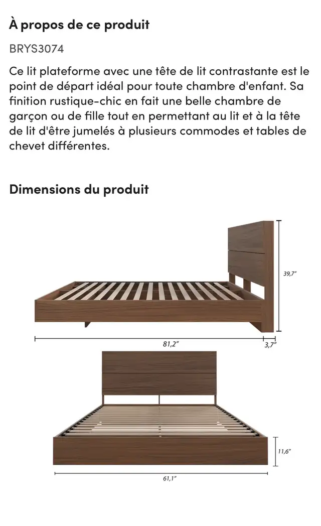 Lit plateforme Queen + table de chevet – Excellent état in Beds & Mattresses in Laval / North Shore - Image 5