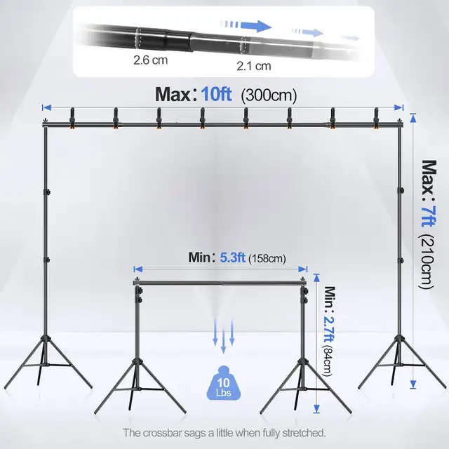 EMART Photography Backdrop Stand Kit, 10x7' Adj, 4 Clamps, Bag in Cameras & Camcorders in London - Image 4