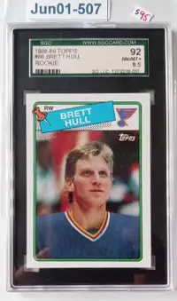 1988-89 #66 Topps Brett Hull Sgc 92 Rookie Rc NM-MT+ Blues
