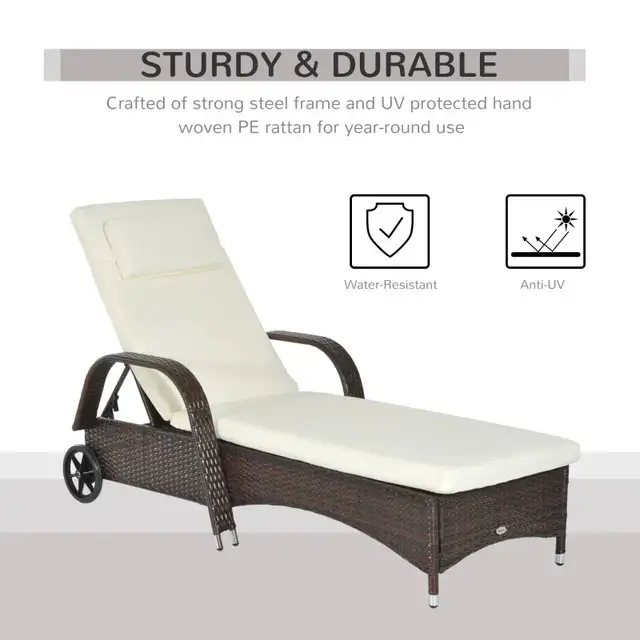 Wicker Chaise Lounge, Outdoor Lounge Chair, PE Rattan Patio Sun  in Patio & Garden Furniture in Markham / York Region - Image 7
