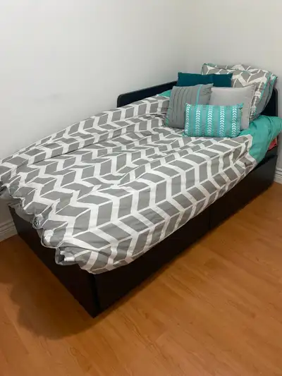 Twin XL Bed with Storage Drawers + Extendable Slat Base, View more