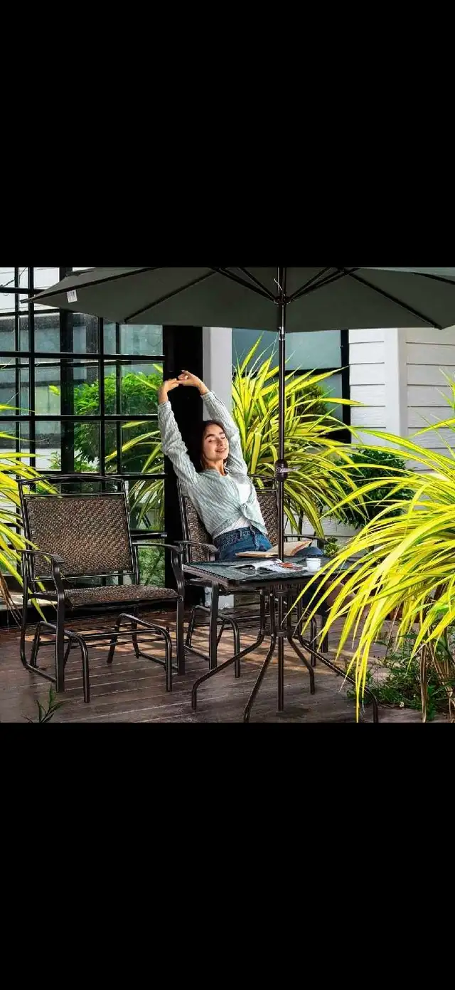 Outdoor Glider Chair, Porch Glider, Patio Rocker for Deck, PE Ra in Patio & Garden Furniture in Markham / York Region - Image 9