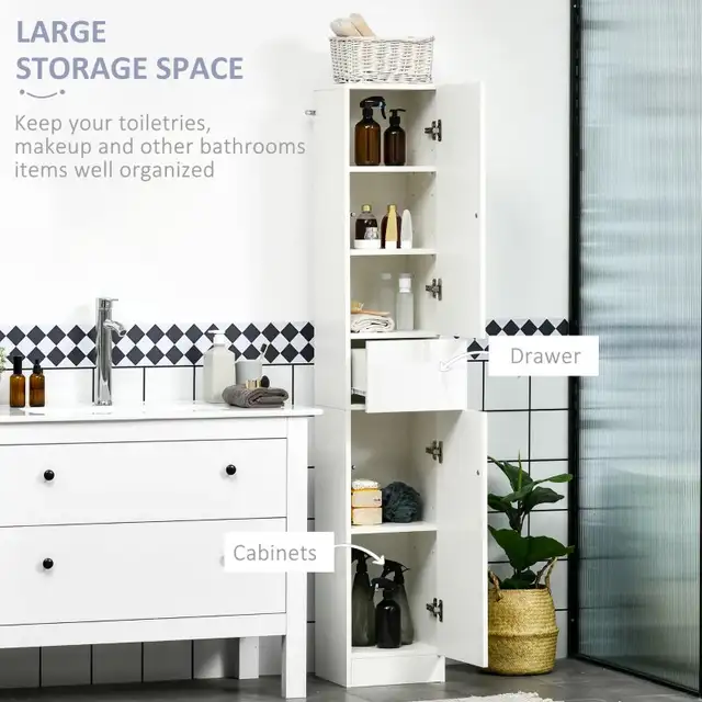 kleankin 66.9" Tall Bathroom Cabinet, Narrow Bathroom Storage in Storage & Organization in Markham / York Region - Image 4