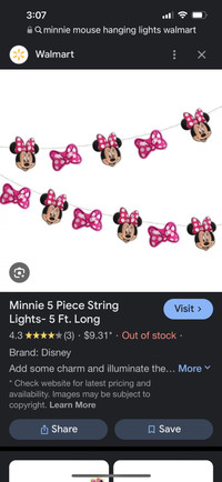 Minnie Mouse lights and box 