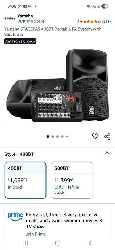 IN BOX YAMAHA STAGE PASS 400 WATTS & 2 pyle stands 850 firm, View more