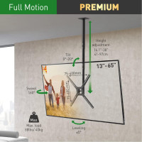 TV Ceiling Mount,29-65 inch Full Motion - 3 Movement Flat/Curved