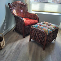 Rattan Chair, Bench and cushions