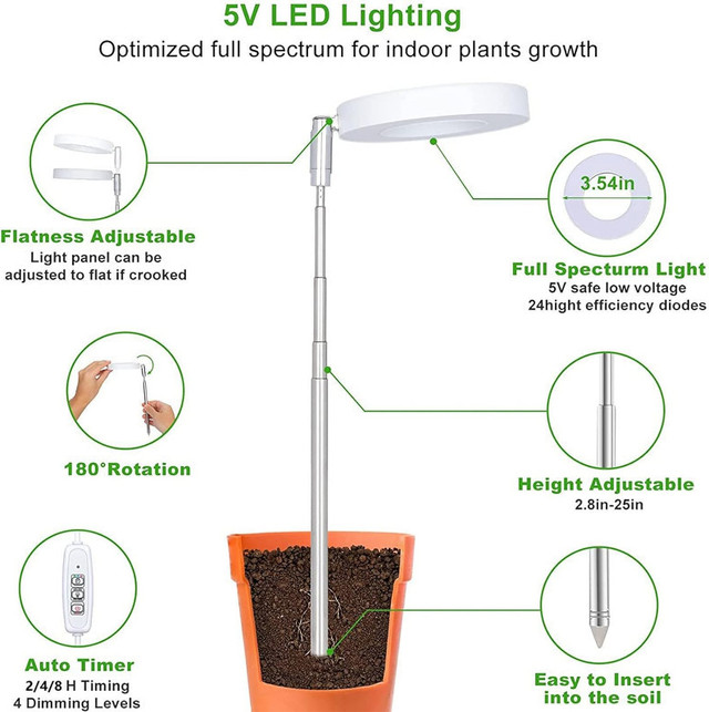 Grow Lights for Indoor Plants,Full Spectrum Adjustable LED in General Electronics in Ottawa - Image 2