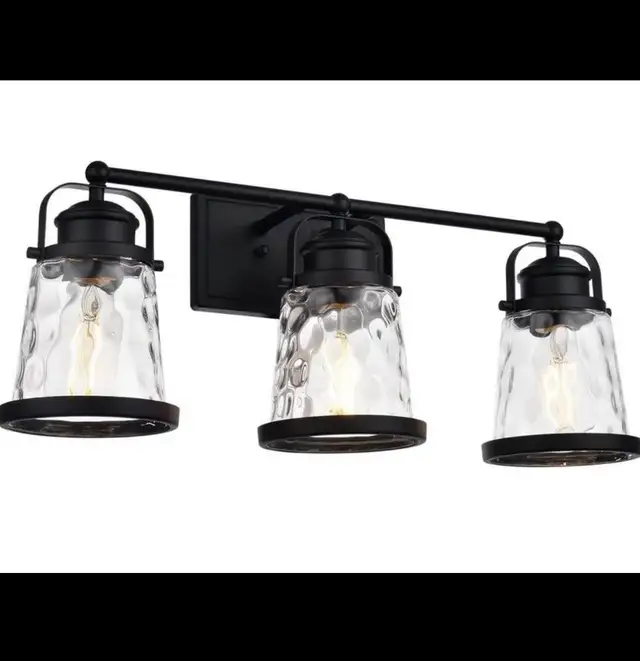 Bathroom Vanity Lights Black 3-Light Industrial Vintage Sconces  in Indoor Lighting & Fans in Hamilton - Image 2