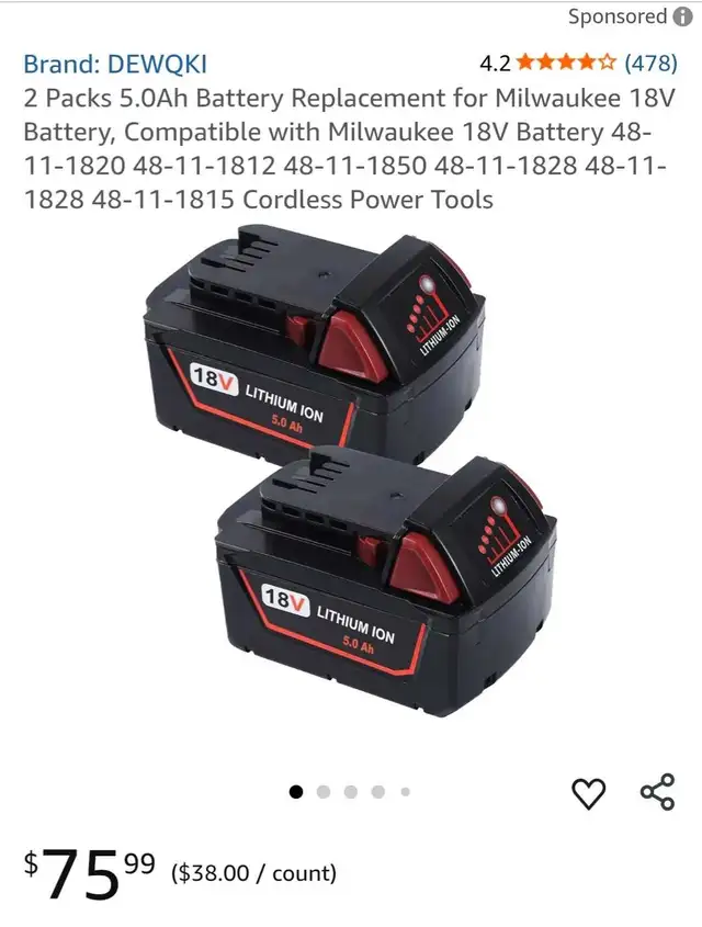 Milwaukee M18 Battery in Power Tools in Oakville / Halton Region - Image 2