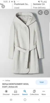 Aritzia Wilfred Montgomery hooded wool coat XXS