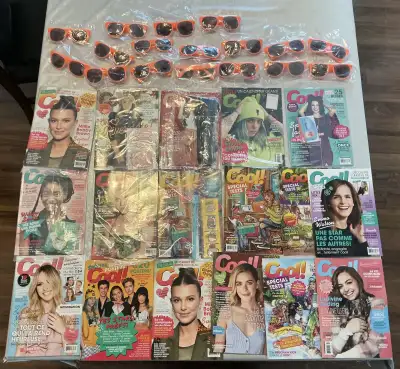 COOL MAGAZINE, 14 revues neuves, 7 dans leur emballage d'origine plus 17 paire de lunette 24H -J'acc...
