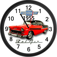1955 Chevrolet Bel Air (Gypsy Red) Custom Wall Clock - Brand New