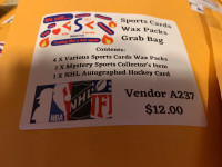 Sports Cards Hockey WAX PACKS Grab Bag AUTO Bonus Booth 263 