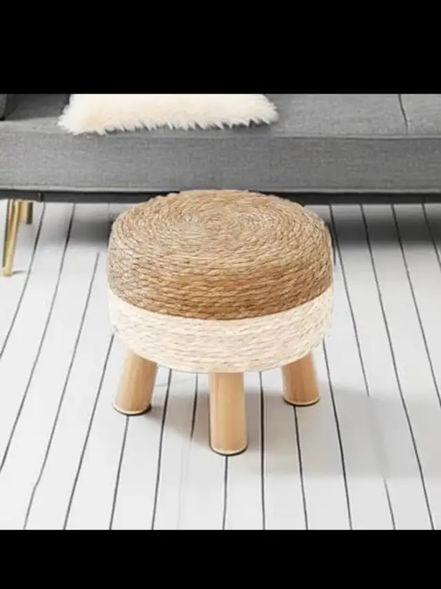 Round Ottoman NaturalSeagrass Footstool, Round Footstool with 4  in Other in Hamilton - Image 7