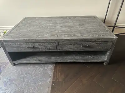 Wooden Coffee Table with Drawers & Shelf – Great Condition, View more