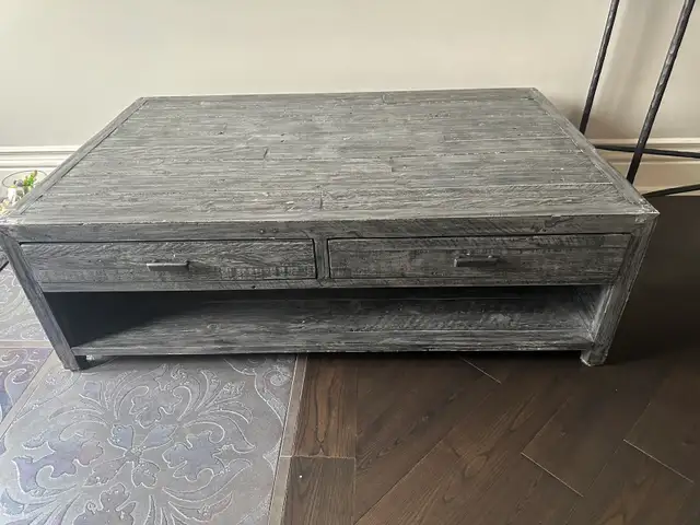 Wooden Coffee Table with Drawers & Shelf – Great Condition in Coffee Tables in Markham / York Region - Image 2