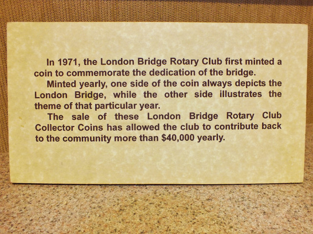London Bridge Rotary Club/ Lake Havasu Arizona, Coin Collection in Arts & Collectibles in Trenton - Image 3