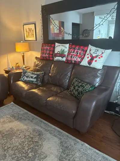 Leather Couch and Loveseat, View more