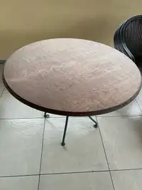 Solid Wood Table with Metal Base