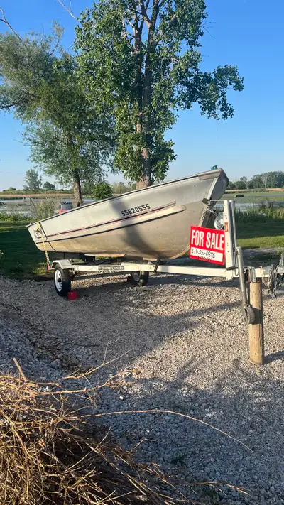 16 ft Meyer. With 30 HP Mariner. Trailer included. Nav lights work. New upholstery on the seats. Com...