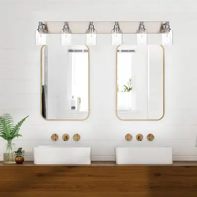 6 Light Vanity Brushed Nickel Fixture 45 Inches Long, View more
