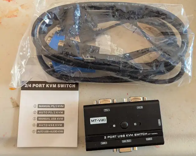 VGA USB KVM Switch, 2 Port VGA KVM Switcher Selector with Cables64700583334915121