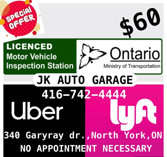 Uber/Lyft Car Safety Inspection, Safety Standard Certificate in Repairs & Maintenance in City of Toronto
