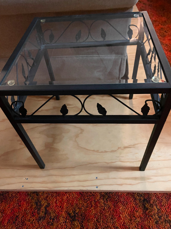 End Tables - Pair - Black Iron with Glass Tops in Other Tables in Owen Sound - Image 2