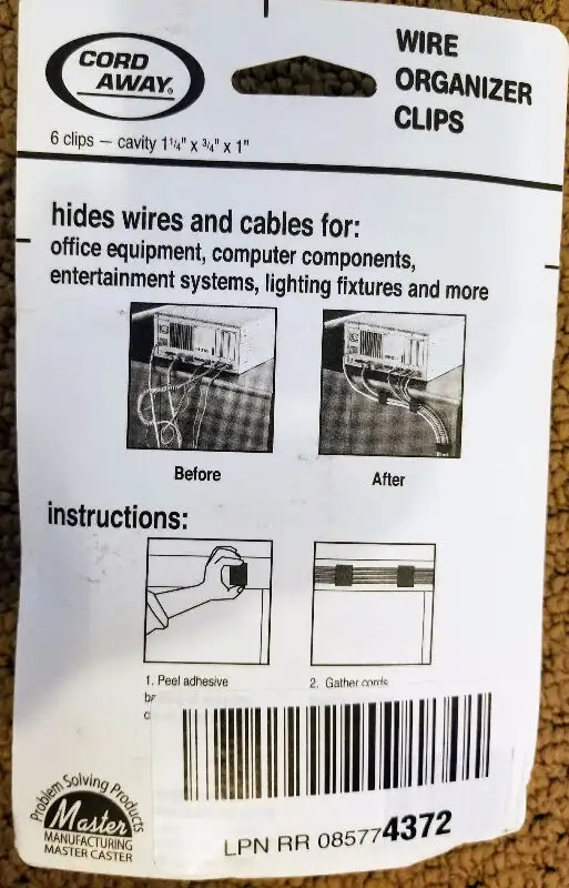 Master Products Cord Away Wire Clips, Self-Adhesive, 6/Pack for in Storage & Organization in Ottawa - Image 6