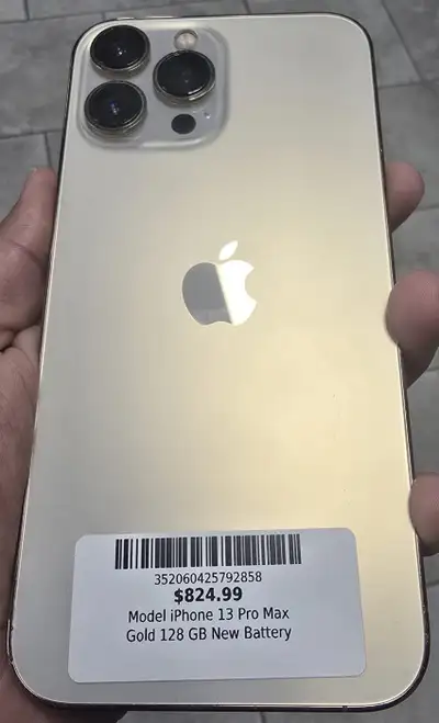 Selling a Apple iPhone 13 Pro Max (128GB, Gold) in excellent condition. ✔️ New battery installed ✔️...