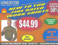 COVERALL QUALITY !!! " FIRE RATED LONG SLEEVE SHIRTS " !!!