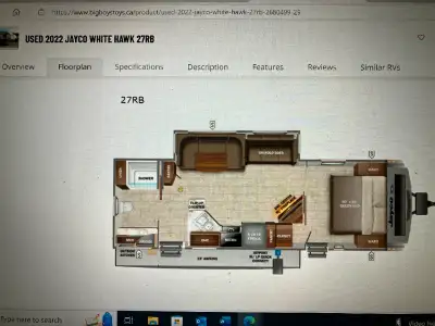 2022 Jayco White Hawk, 27RB, excellent shape. Has insulated underbelly. Specifications-see photo's....