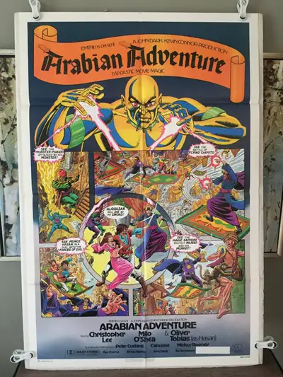 Arabian Adventure (1979) Christopher Lee Original One Sheet Movie Poster 27x41 Folded as issued. Che...