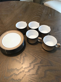 5 Denby cups and 7 small plates/saucers