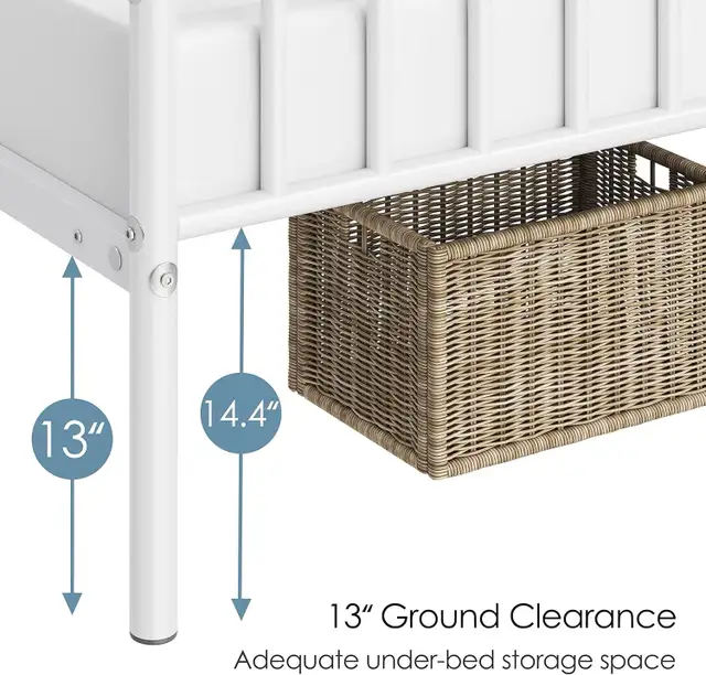 Yaheetech 614232 white Twin Size Bed Frame Metal Platform  in Beds & Mattresses in Markham / York Region - Image 6