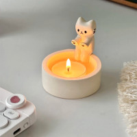 Cute Kitten Candle Holder of Kitten Warming Paws!!