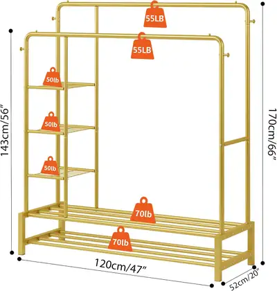 Clothing Rack Heavy Duty Clothing Rack with Shelves $55 Selling a heavy-duty clothing rack in excell...