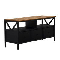 60" Distressed 3 Drawer TV Stand - Rustic Oak/Black