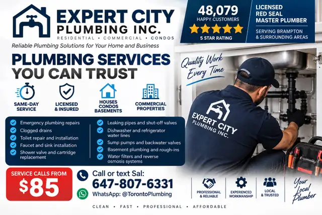 Licensed Plumber Brampton | Same-Day Service | From $85