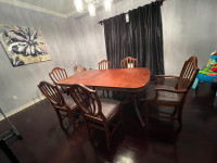 Solid Wood 75” x 40” Dining Table and Chairs
