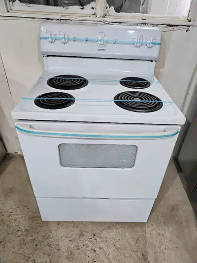 LIKE NEW!! MOFFAT 30" WHITE ELECTRIC COIL TOP STOVE OVEN