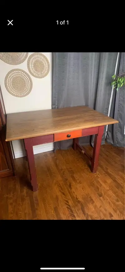 Solid Wood Kitchen Table with a drawer, View more