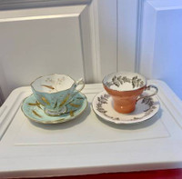 Vintage Aynsley Corset Tea Cup and Saucer Colbert Orange