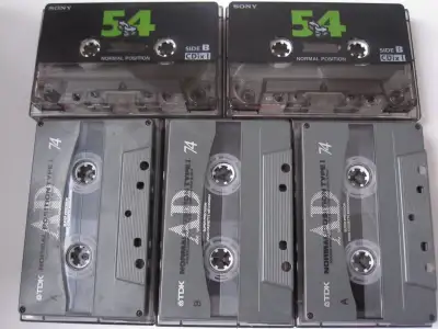 5x SUPER-FERRIC audio CASSETTE TAPES (TDK AD-74, Sony CDix-I-54), View more