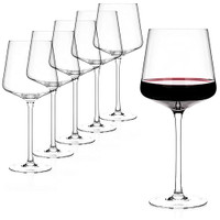 Luxbe - Crystal Wine Glasses, Set 6, 450 ml