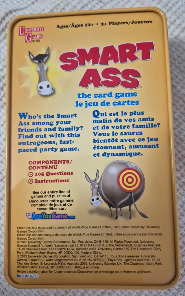 Smart Ass Tin - Excellent Condition in Toys & Games in Oshawa / Durham Region - Image 3