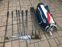 Bâtons de golf Sandra Post, avec sac et couvre-bois