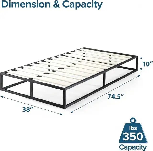 EUC Zinus 10" Platforma Bed Frame - Twin in Beds & Mattresses in City of Toronto - Image 2